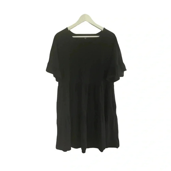 NCLOOK Peasant Black Dress Size Large Tiered Ruffle Summer Casual - Picture 3 of 9